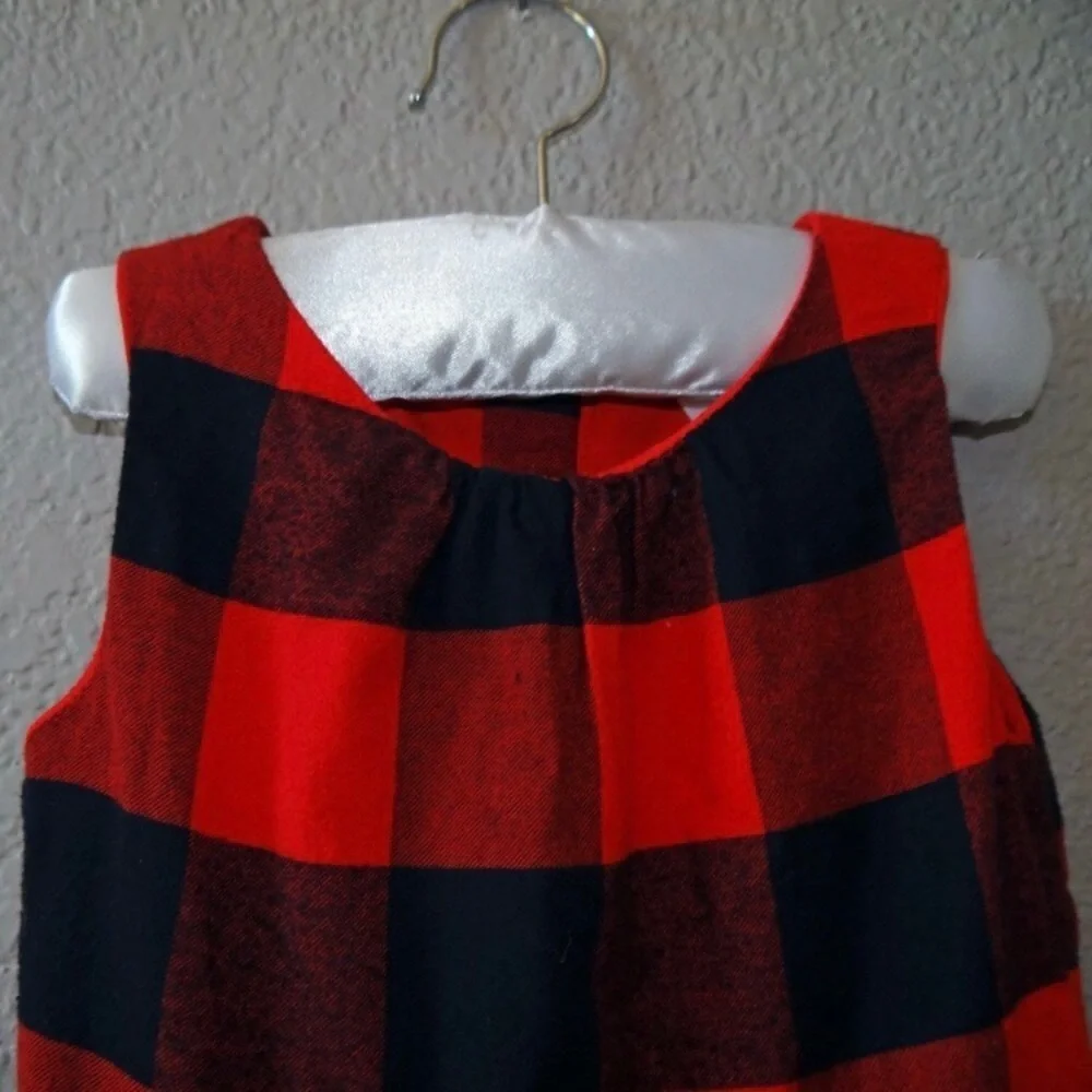 CARTER’S Buffalo Plaid Sleeveless Dress with Bows